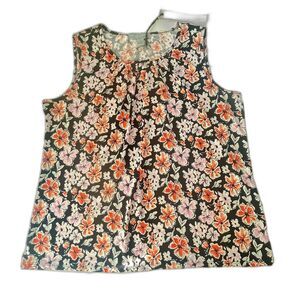 By Design Womens Sleeveless Blouse Gathered Front Design Dance Garden Floral New